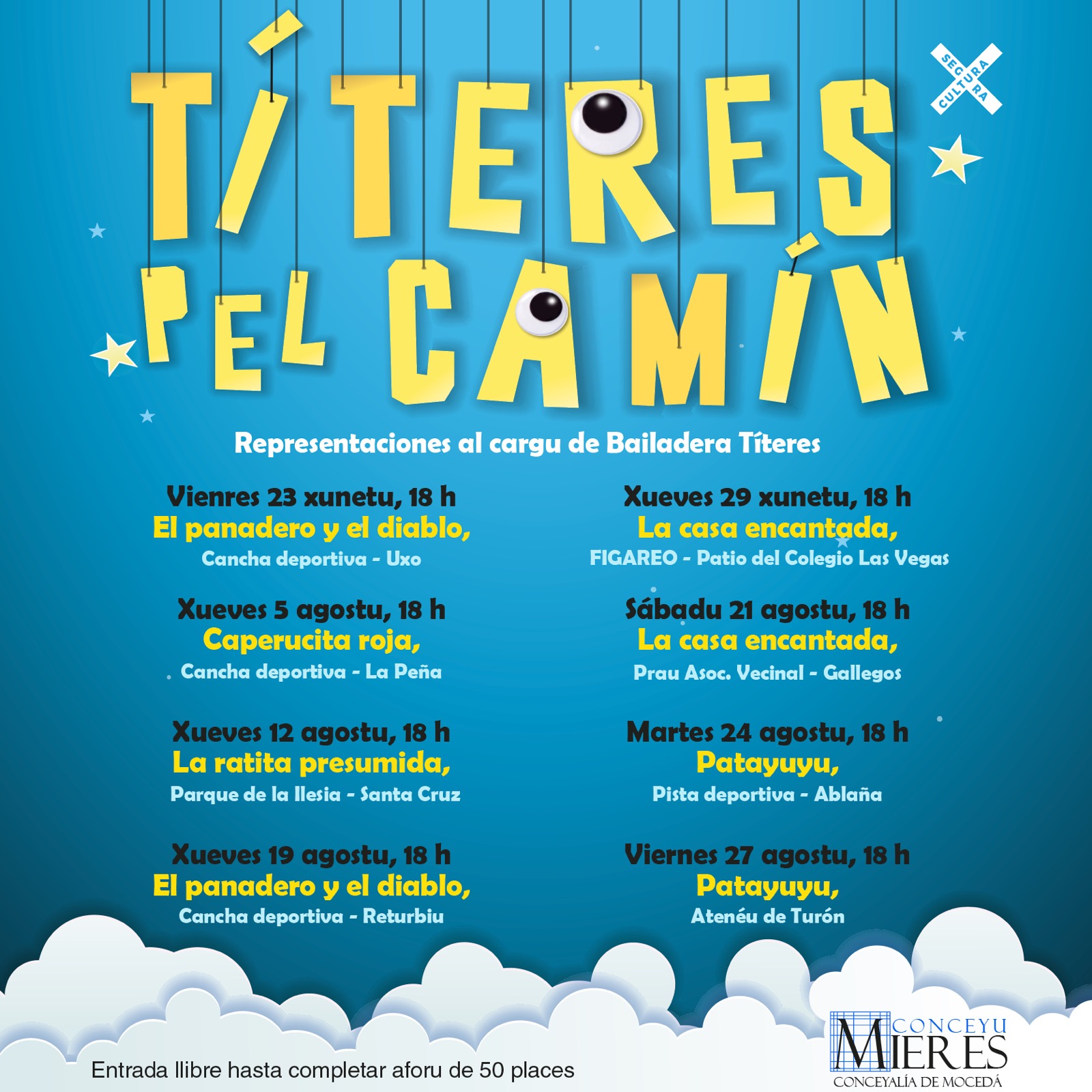 Mieres lleva los títeres por todo el concejo dentro de su programación estival