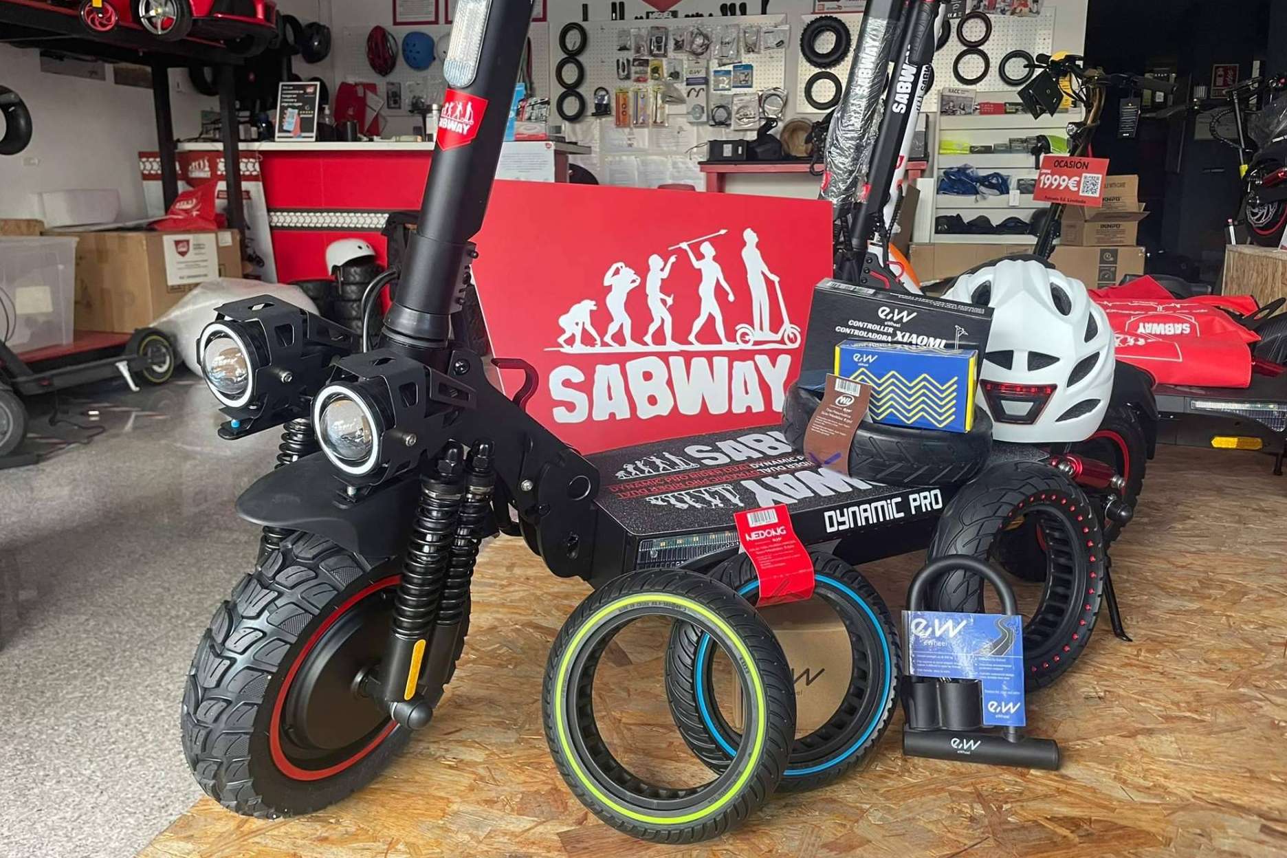 SABWAY y Ewheel en Colaboración para ofrecer los mejores recambios y accesorios para patinetes eléctricos en España.