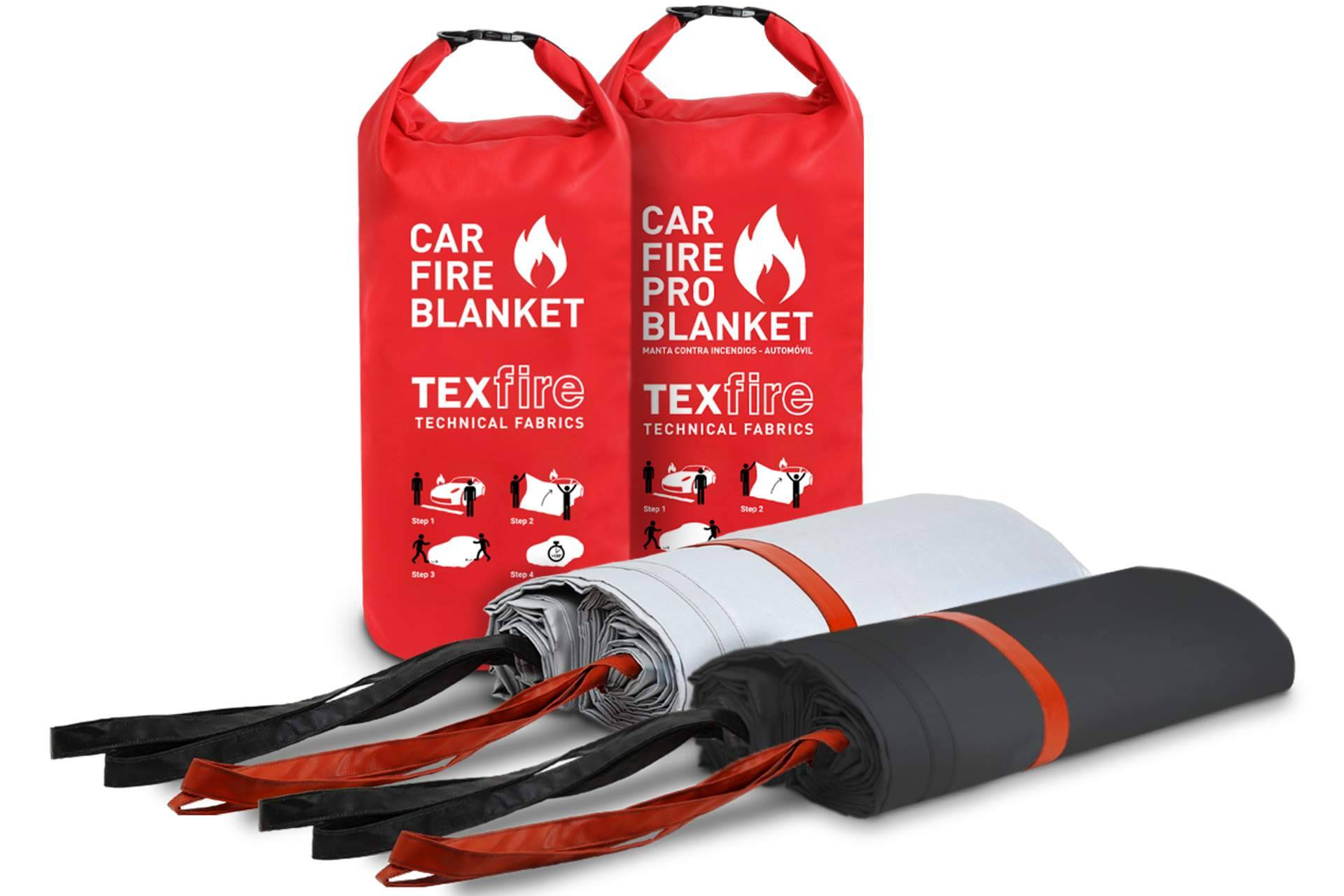 Texfire valida sus mantas ignífugas en una prueba real con un coche eléctrico en combustión