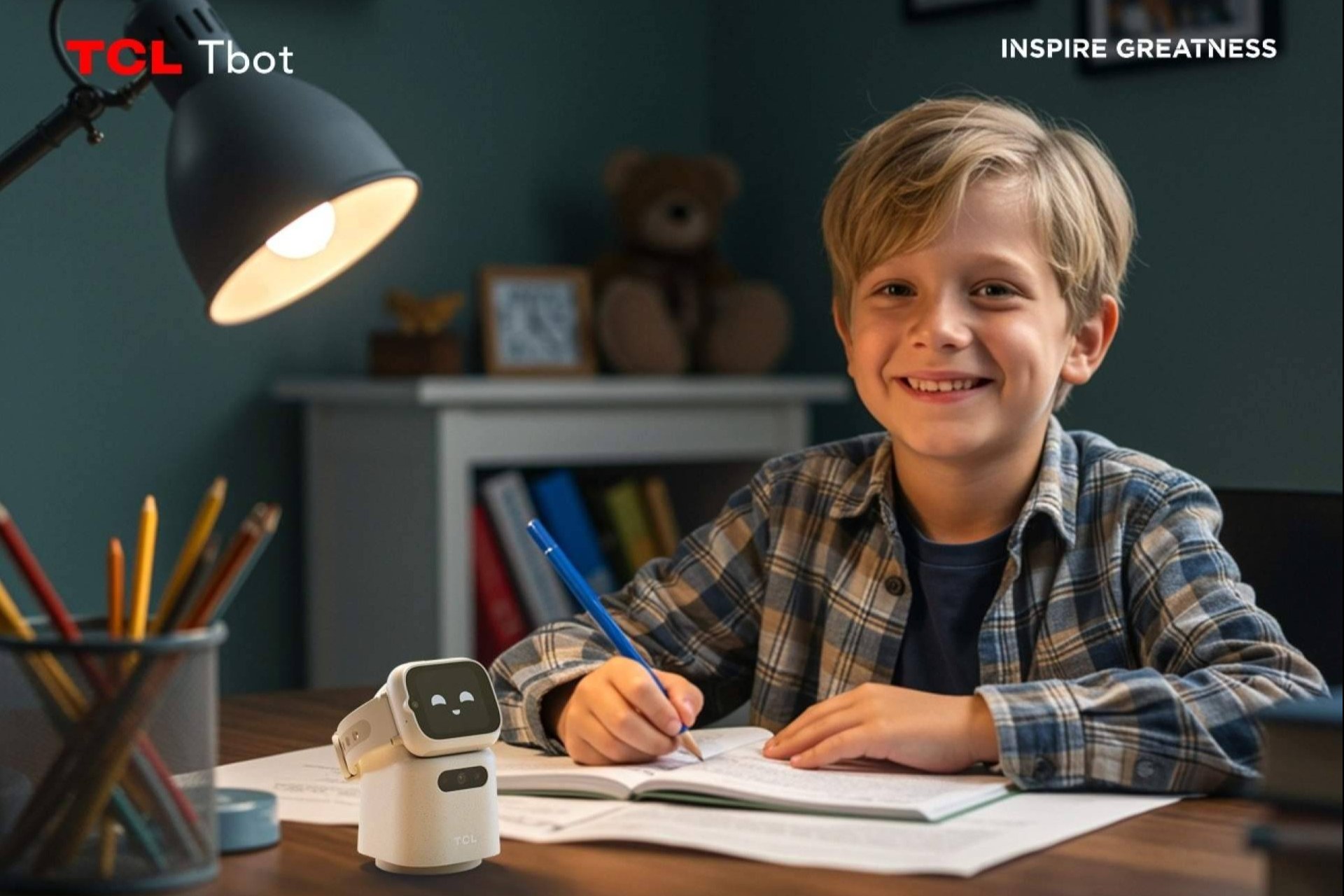TCL presenta Tbot, un asistente de escritorio con IA diseñado para ampliar la experiencia del reloj infantil